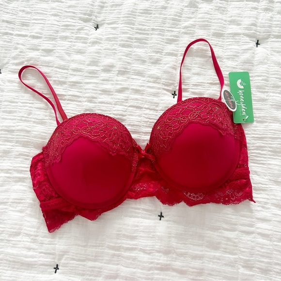NEW Honeydew Intimates Garnet Red Lace Frida Convertible Push Up Bra 36B - Picture 1 of 6